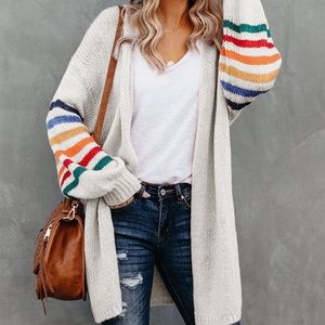 Oversized Rainbow Sleeve Cardigan
